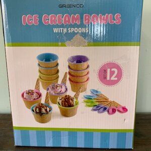 Greenco Ice-Cream Bowl & Spoon - Set of 12